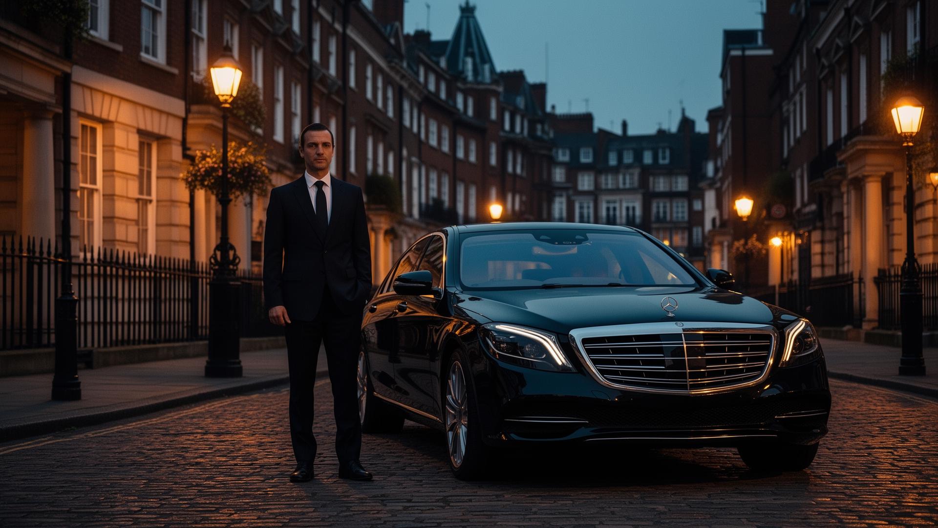 Chauffeur with luxury Mercedes in Birmingham